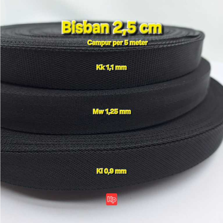 Webbing / Bisban Warna Warni ( 2,5 cm Motif Campur 5 meteran )
