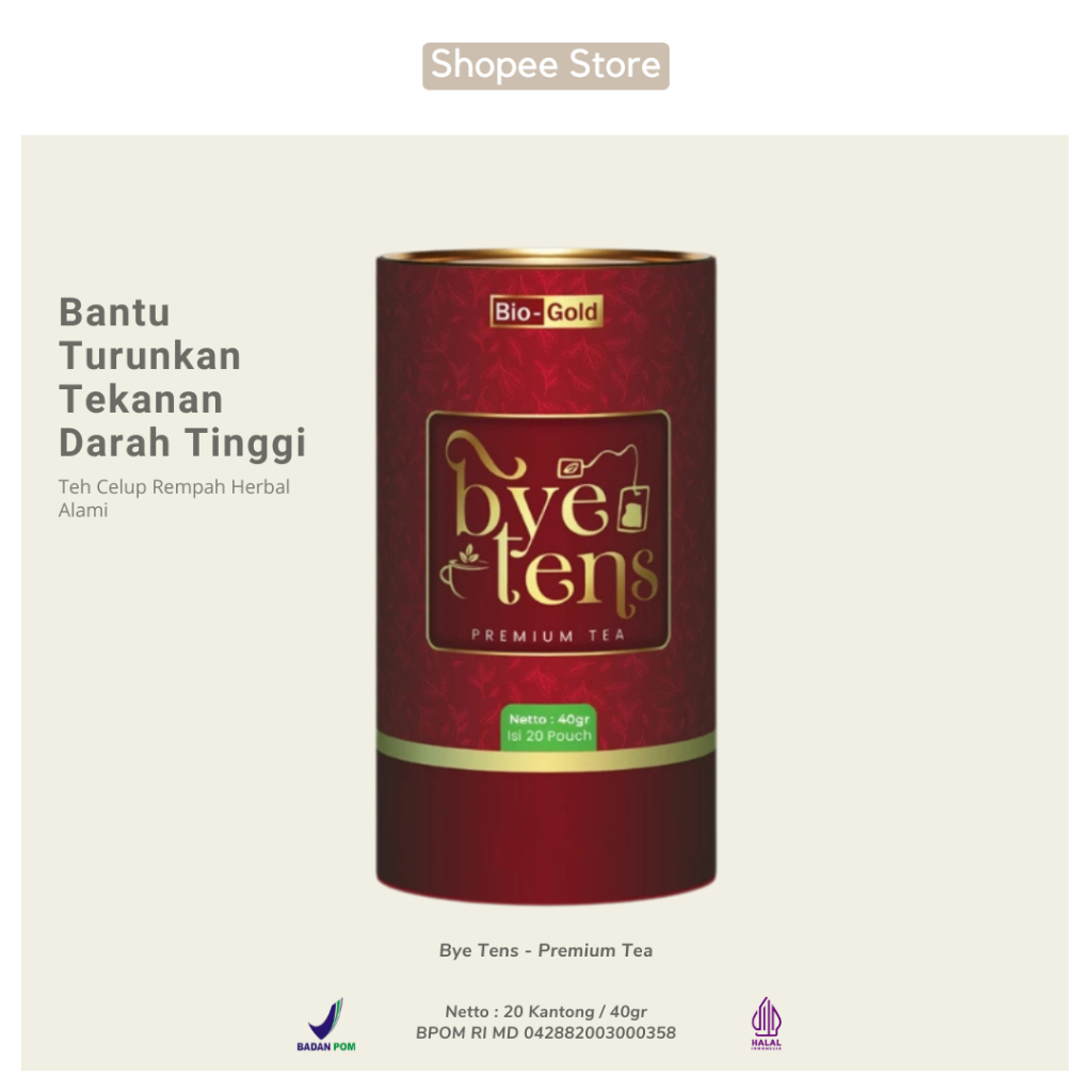 

Bye Tens Bio Gold Premium Tea -Teh Herbal Bantu Atasi Tekanan Darah Tinggi Obat Hipertensi BPOM