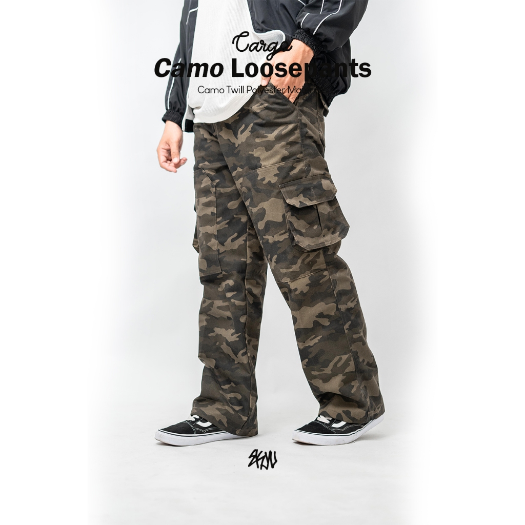 " CAMO LORENG " Cargo Loose Pants Celana Gombrong Motif Army by Ekyu