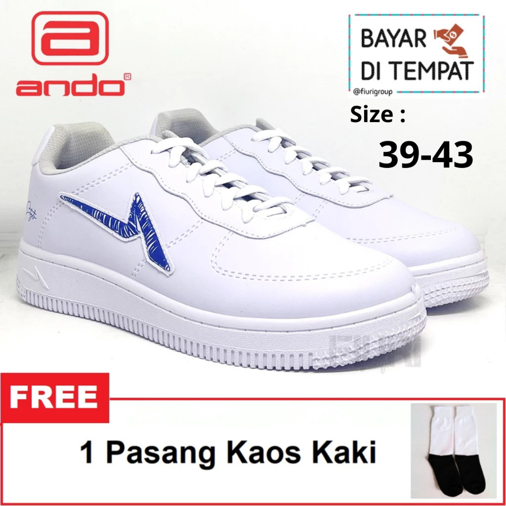 FIURI - ANDO ORIGINAL - CURTIZ TRICKS 39-43 PUTIH BIRU FULL PUTIH - Sepatu Kets Pria - Sepatu Sneake