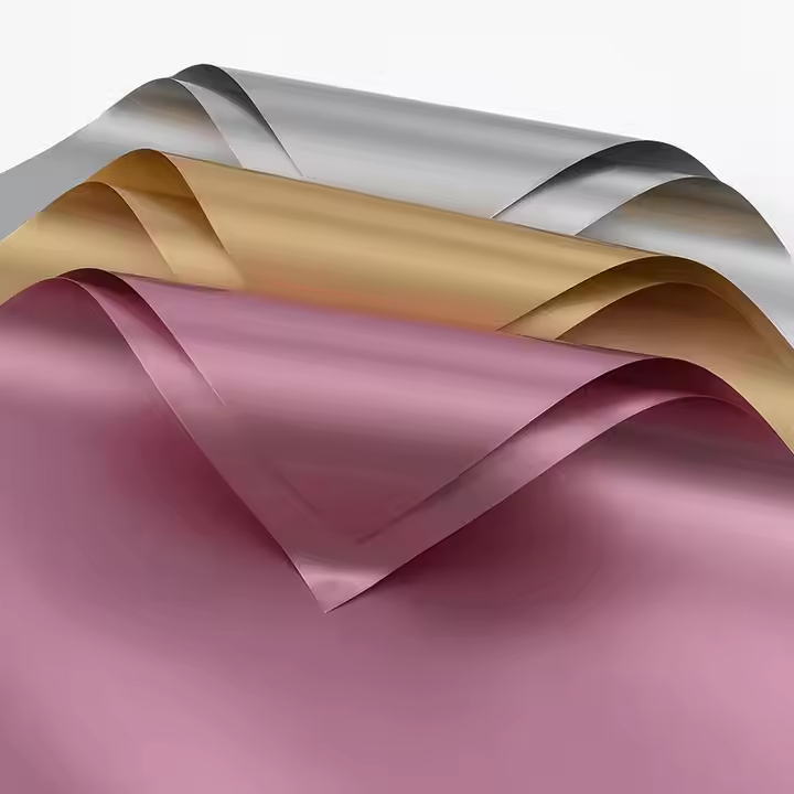 5 Lembar Flower Wrapping Cellophane Glossy 3 Warna Rose Gold Silver Gold Kertas Buket Bunga Kilap