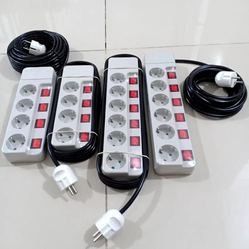 Stop Kontak Kabel  Merek Uticon 3 4 5 Lubang , Ada ON/OF Setiap Lubang  Dan Ber SNI, + Kabel Hitam P