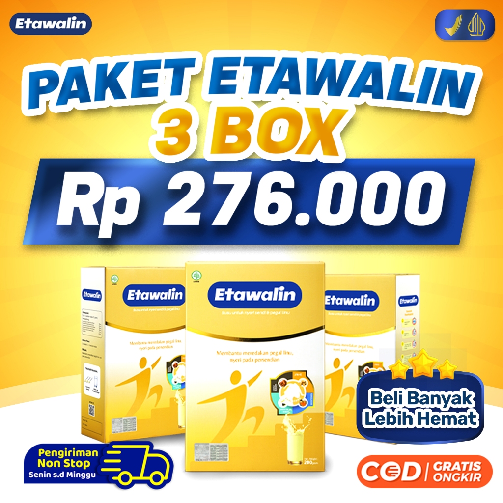 

Etawalin 3 Box : Susu Kesehatan Tulang Sendi Atasi Pegal Linu, Sakit Sendi & Asam Urat ORIGINAL