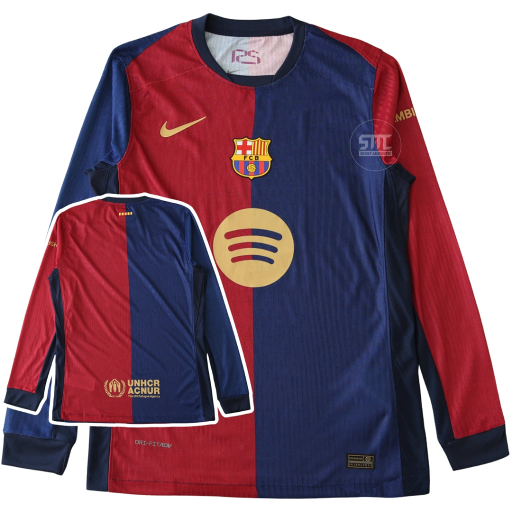Jersey Barcelona Lengan Panjang Player Issue 2024 2025 Home Baju Bola Barca LS PI Long Sleeve JTI