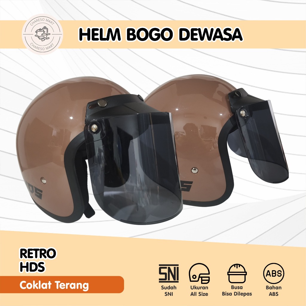 Helm Bogo Classic Dewasa Mixed Color Gradasi Retro Cepol Hijab