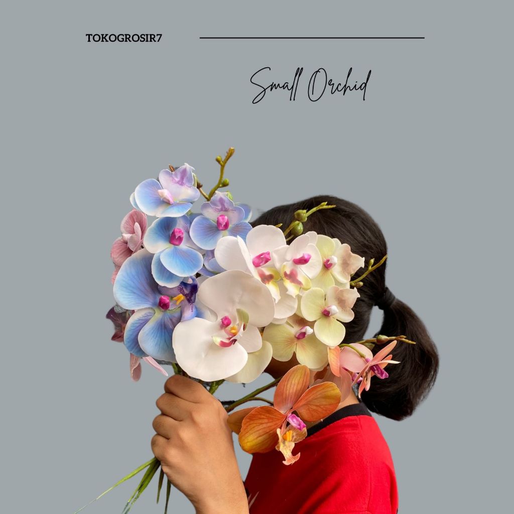 PREMIUM 1 STEM SMALL ORCHID  SEMI LATEX ARTIFICIAL PHALAENOPSIS ORCHID BUNGA ANGGREK BULAN PALSU