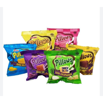

Wafer pillow Oishi Pillows Snack 12gr ( 1pack isi 20 pcs )