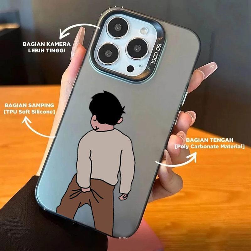 [HGB-12] Case Hologram Hitam Motif Couple Cute Aesthetic For ANDROID/ IPHONE