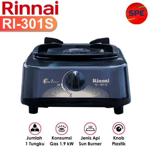 KOMPOR GAS 1 TUNGKU RINNAI RI-301S / RI301S GARANSI RESMI (MEDAN)