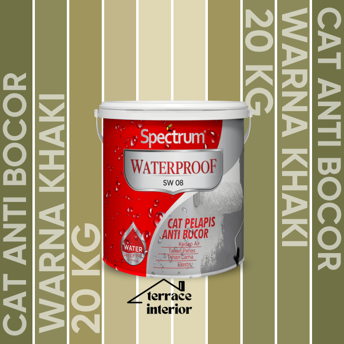 Cat Pelapis Anti Bocor Spectrum Waterproof Warna Khaki 20 KG