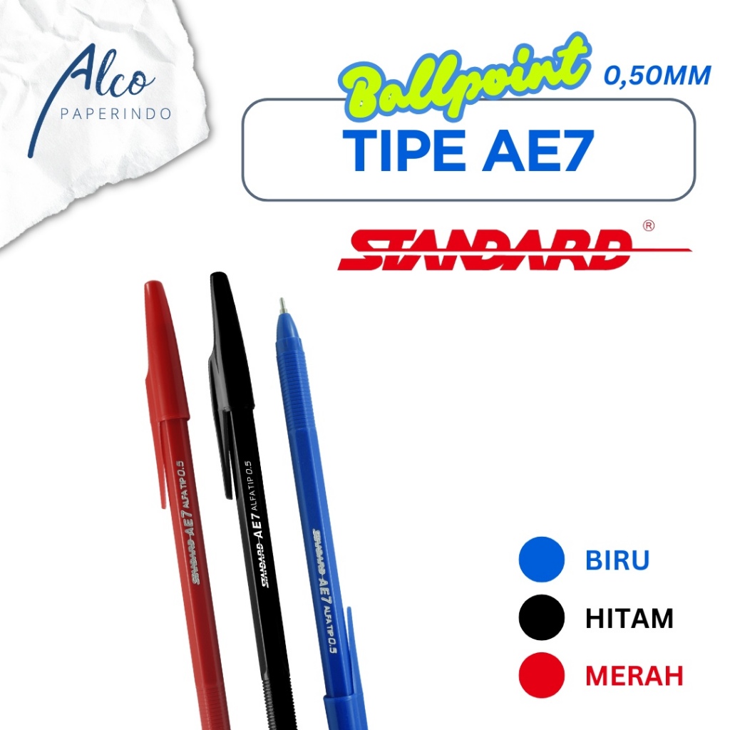 

Grosir Bolpoint Standard AE7 0,5mm Biru/Merah/Hitam Beli Banyak Lebih Murah