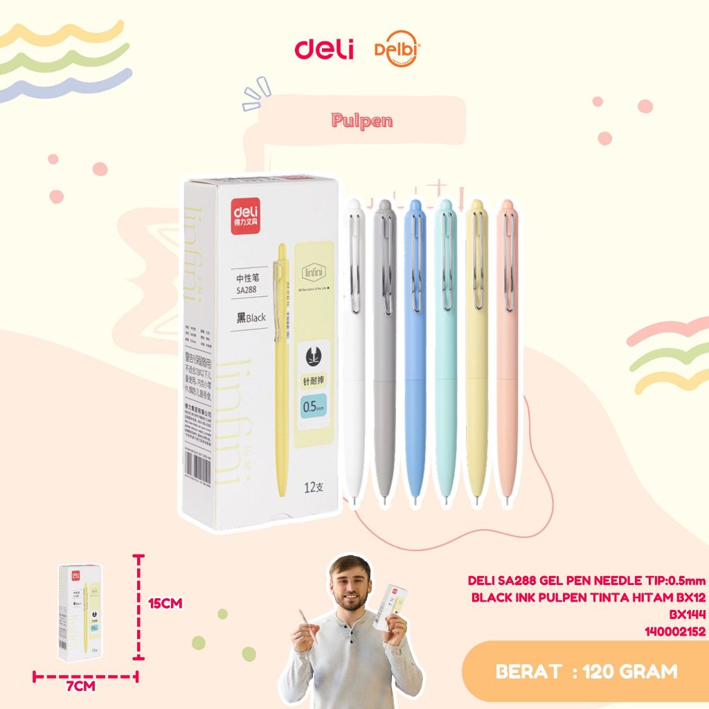 

1PCS DELI SA288 GEL PEN NEEDLE TIP:0.5mm BLACK INK PULPEN TINTA HITAM