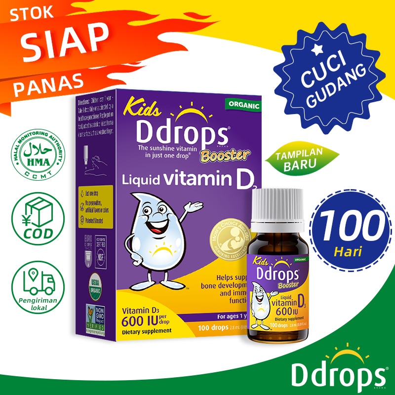 [Gratis Ongkir ]Ddrops Suplemen Vitamin D3 600 IU Cair untuk Anak - 100 Tetes (2.8ml) | Vitamin D Al