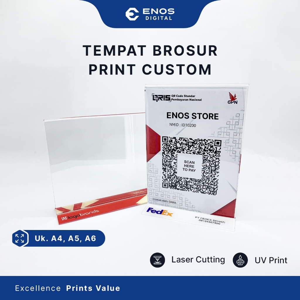 

Tempat Brosur Akrilik Custom Logo – Standing Display QRIS, Menu, Informasi 2mm