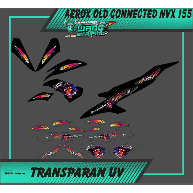 STRIPING STICKER AEROX OLD CONNECTED NVX 155 TRANSPARAN LIVERY ARAI RUZZEL