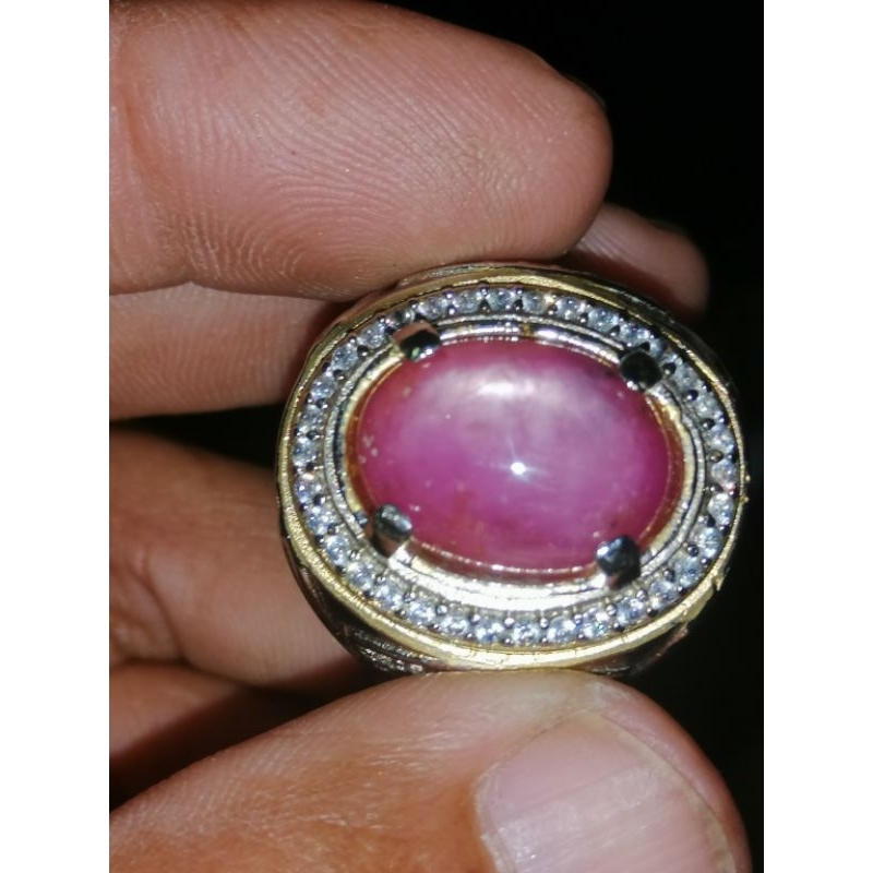 Ruby star ring alpaka microsetting
