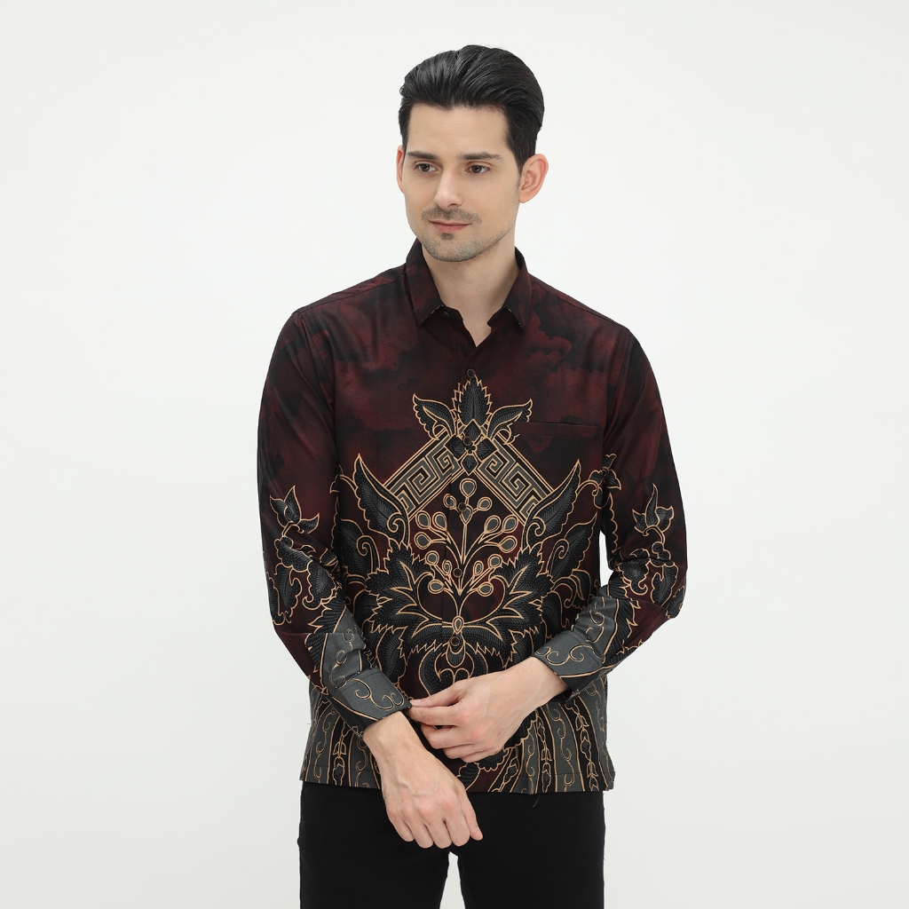 LUIGI RICCIO Kemeja Batik Pria Regular Size Red Series Formal Look Modern Sampai 4XL Limited Edition