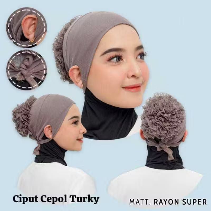 Almahyra.id - Ciput turki dalaman kerudung Ciput Cepol turki belakang Anti pusing Ciput turki brukat