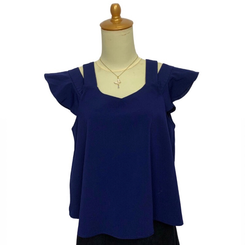 Fashion Atasan wanita | pakaian branded import dan sisa export | Top wanita Navy | Blouse | Baju wan