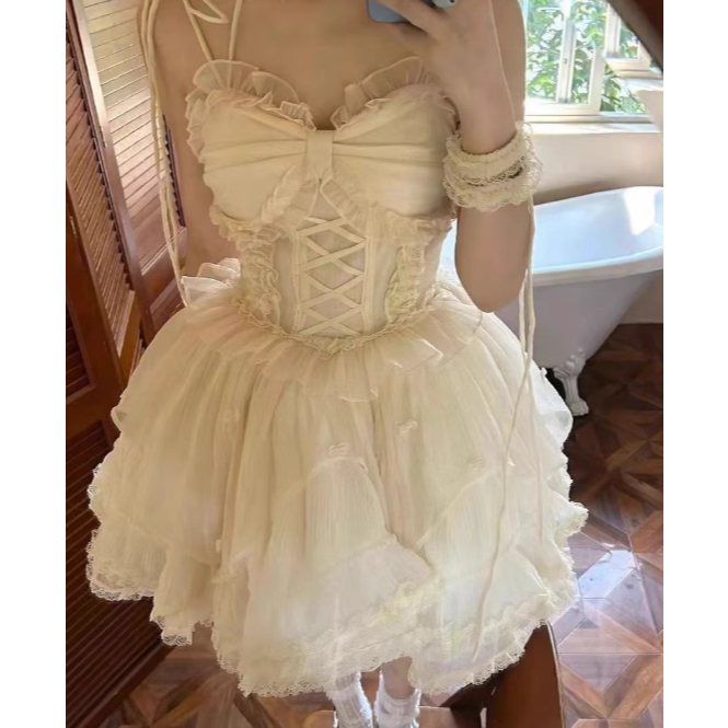 Gaun Lolita Ballet warna Apricot