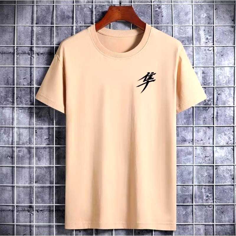 Sablon DTF Kaos Motif Tulisan Jepang Hayabusa Warna Cream Catton 24s
