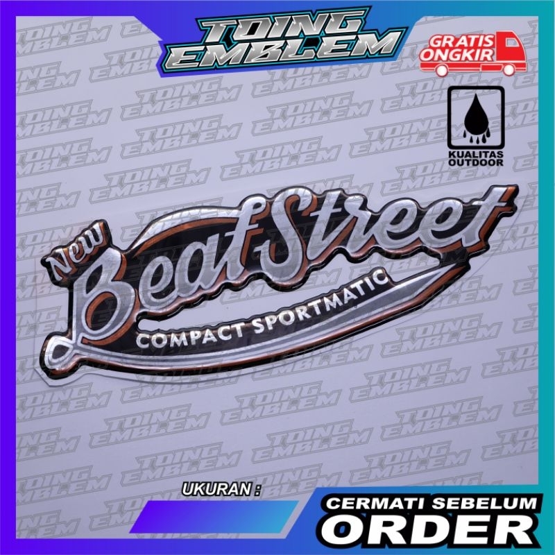 emblem timbul Beat Street silver emblem timbul Honda Beat Street warna silver