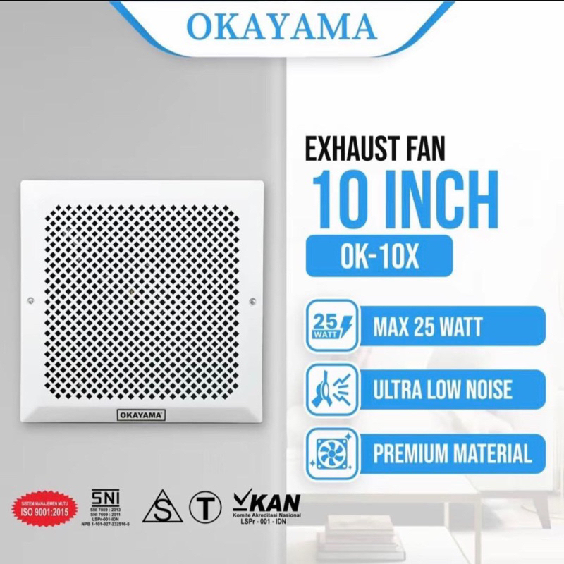 OKAYAMA Exhaust Fan 10 inch / Hexos Fan / Kipas Angin Penyedot Udara / Penyedot Debu / hexos fan pla