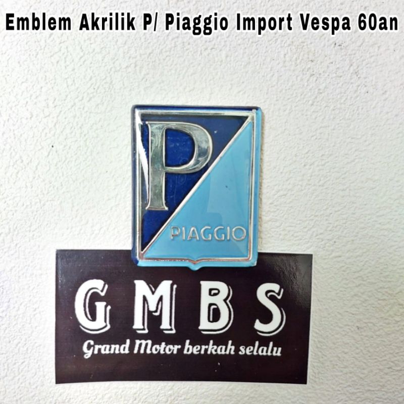 Emblem P/ Piaggio Import Hidung Dasi Akrilik Vespa VBA VBB VNB VGLA VGLB Kongo GL Super 66 Sprint S