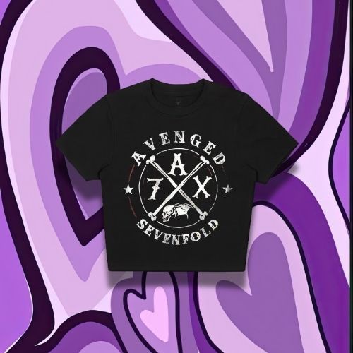 Purple Haze "Avenged Sevenfold" Slim Fit Crop Top | Black | Crop Tee