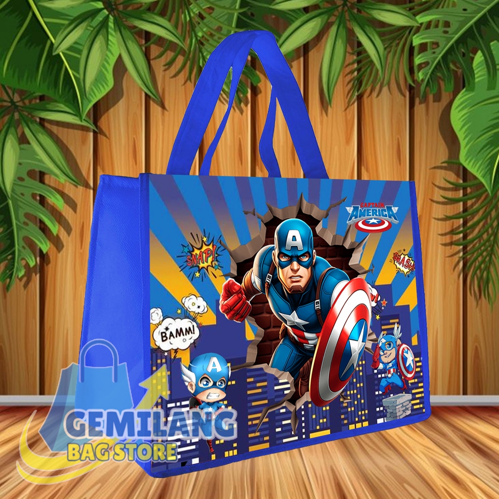 

READY STOK Tas Ulang Tahun Captain / Tas Ultah Ukuran KFC Snack / Tas Ultah Terlaris / Tas Ulang Tahun Anak / Goodie Bag Bingkisan Souvenir Anak Landscape 20x25x13 / Tas Khitanan / Tas Khajatan / Tas Bingkisan / Tas Captain / Tas Karakter