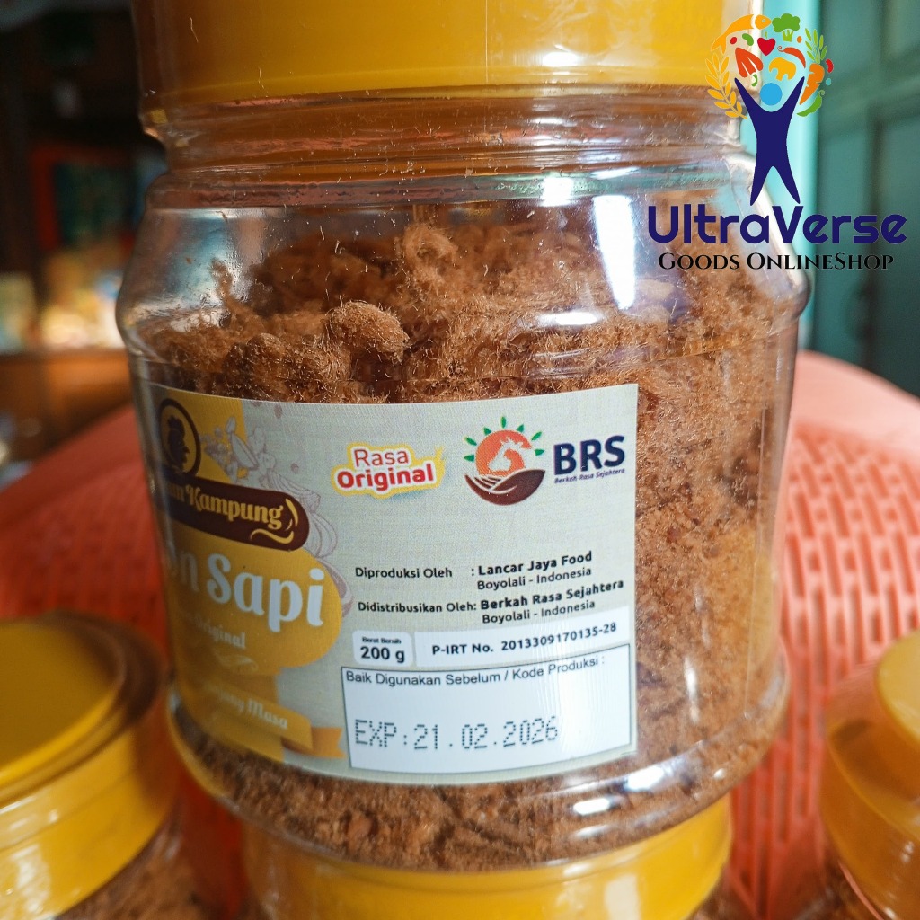 

RK60 Abon Sapi cap Ayam Kampung toples 200 gr HALAL Abon Sapi Asli Enak Premium