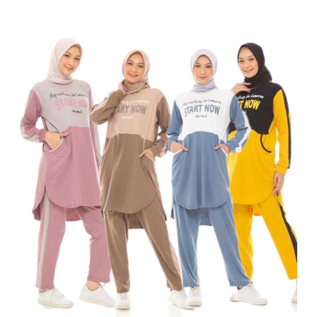 Setelan Olahraga Wanita Muslim JUMBO Panjang Setelan Kaos Senam Zumba Lari Gowes