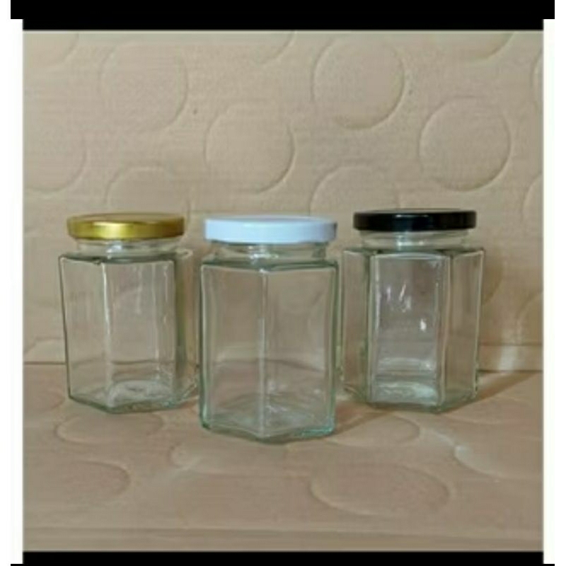 Jar kaca hexagonal 280 ml 100% baru