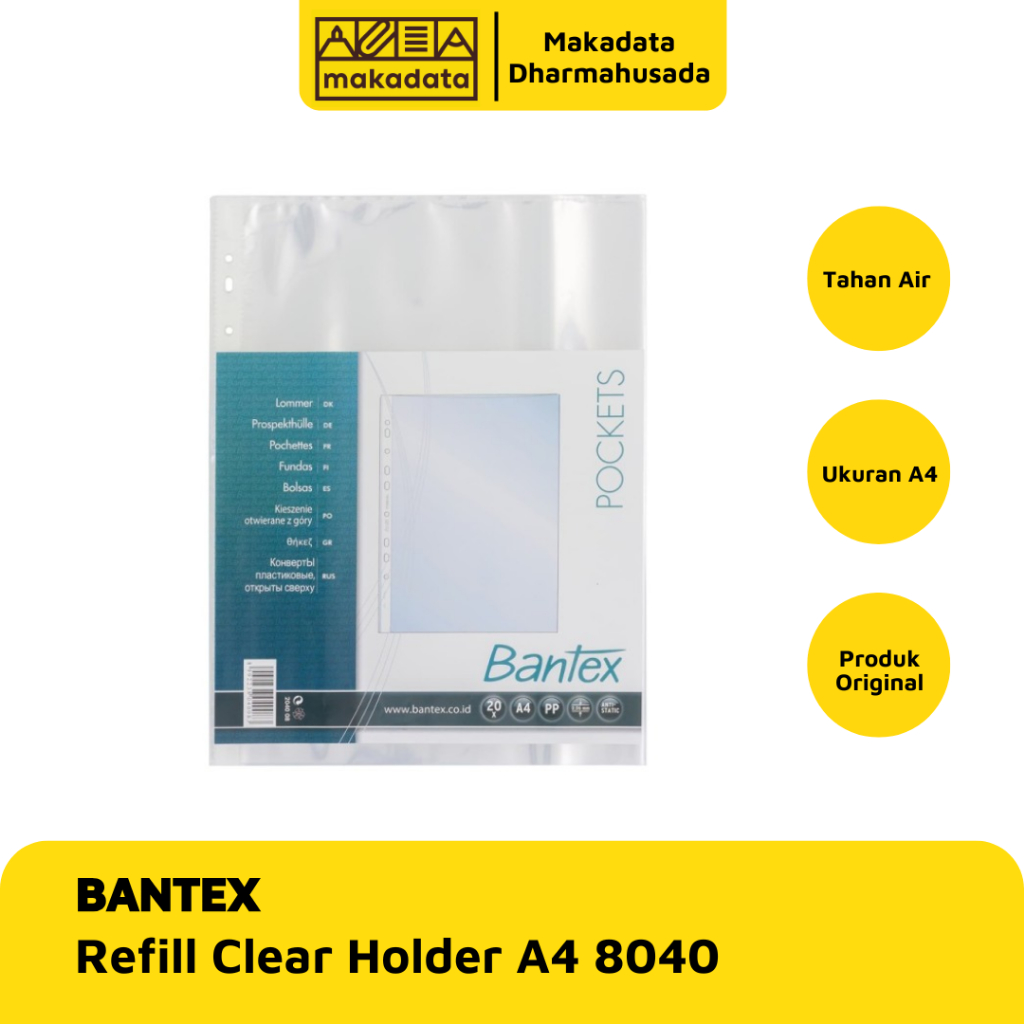 

REFILL POCKET CLEAR HOLDER BANTEX A4 8040 PLASTIK BENING (ISI 20PCS) MURAH