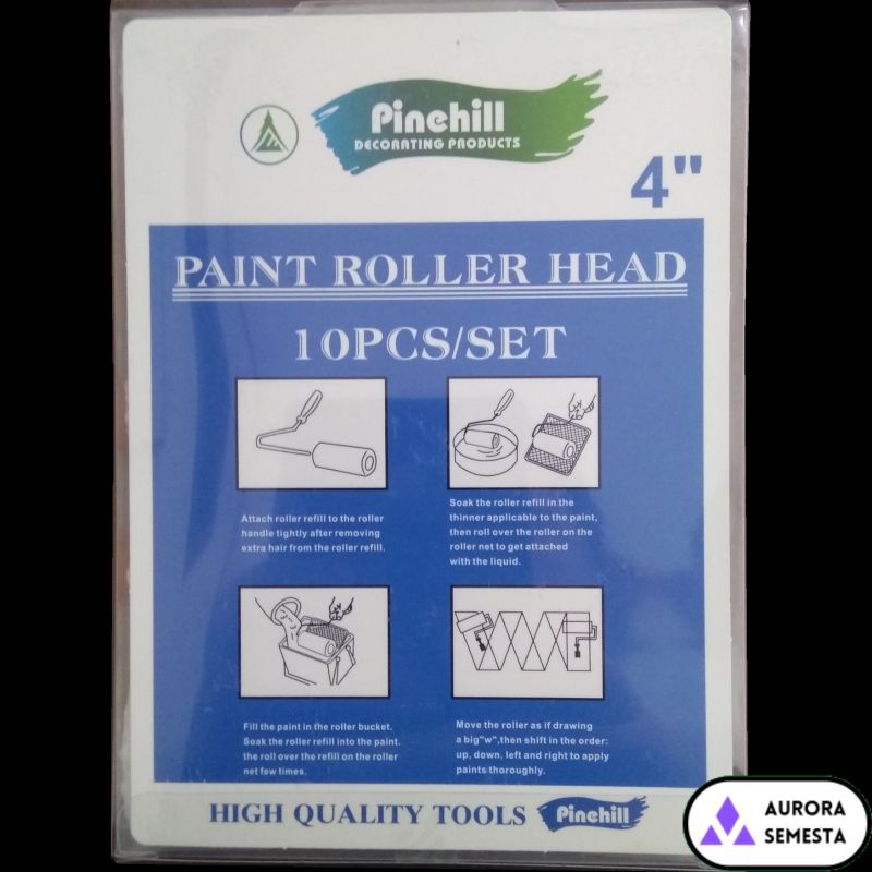 Pinehill Refill Kuas Bulu Koas Cat Roll Kapal 4" 10cm isi Rol Cet Minyak Putih Kecil