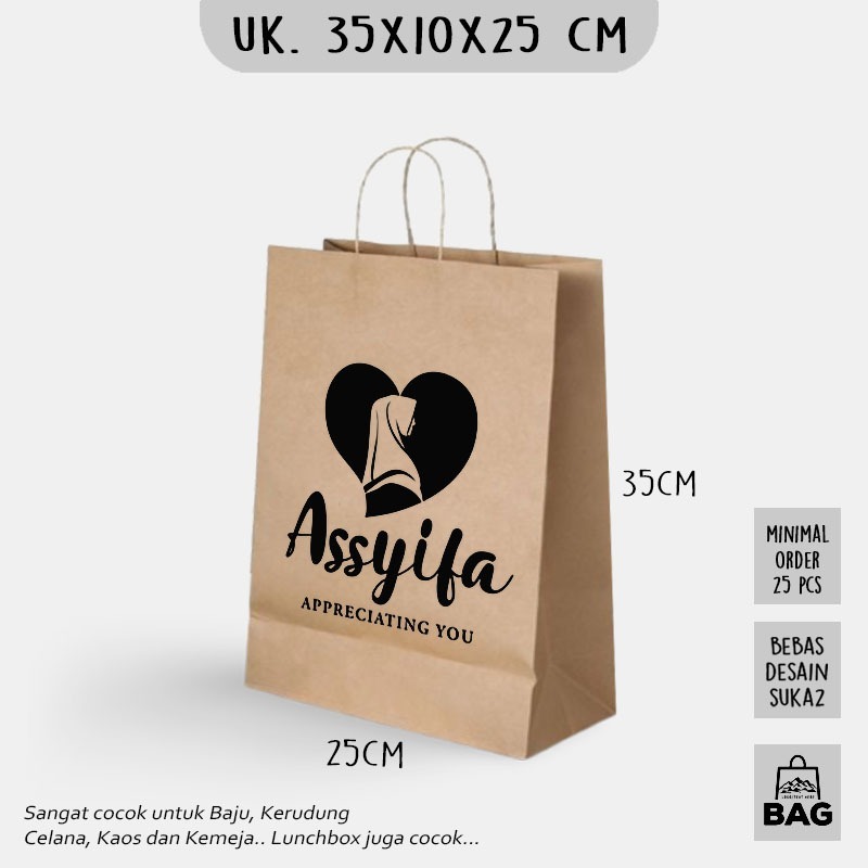 

(SABLON) Paper Bag Jumbo Folio Uk. 35x10x25 CM / Paper Bag Kado Packing Baju, Kerudung, Kemeja, Kaos dan Celana / Papper Bag Coklat Polos Packaging Online Shop Bebas Desain / Desain Bagus