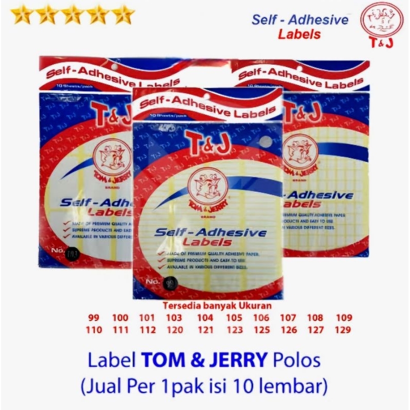 

Label Sticker Tom&Jerry No.99 No.103 No.121 No.123 No.112 (1 pak Isi 10 Lembar )