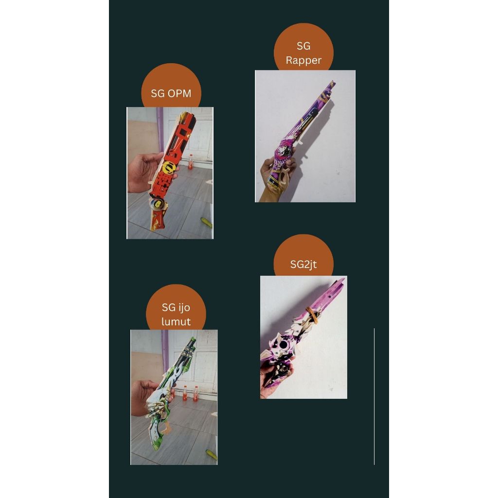 Mainan Anak Tembakan SG 2 Free Fire 4 (Tembakan Karet Bahan kayu P 38 cm)