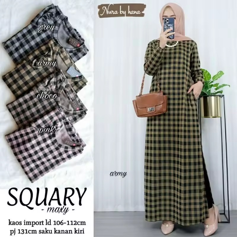 Demian Gamis Premium Motif Kotak Kotak / Gamis Kotak Kotak Terbaru Dress Wanita Muslimah