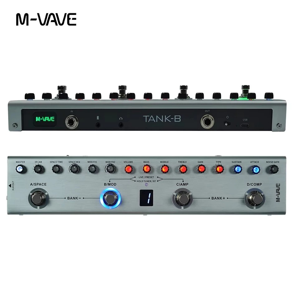 M-VAVE TANK-B Efek Bass Multi Effects Pedal with Soundcard Interface