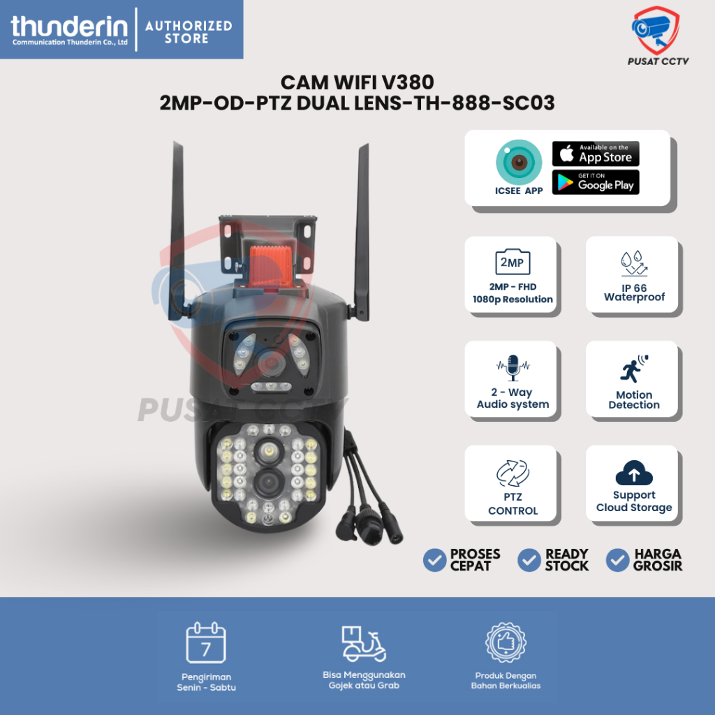 CCTV WIFI CAMERA PTZ OUTDOOR SUPPORT ALARAM DUAL LENSA 4MP || CCTV WIFI OUTDOOR SIANG MALAM BERWARNA