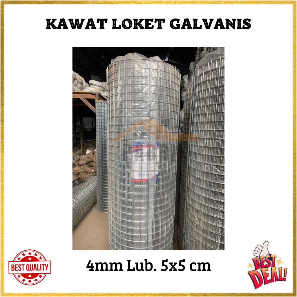 Kawat Loket Galvanis / Kawat Mesh / Kawat Wiremesh 4 mm Lubangan 5x5cm UK. 1,8X30 Meter