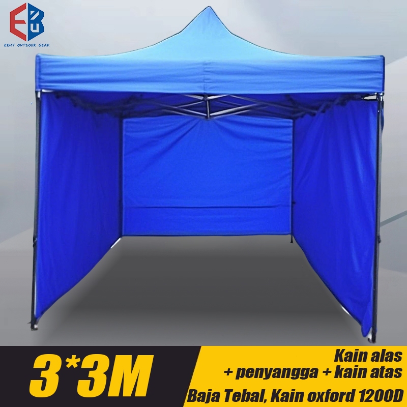 READY Tenda Lipat 3x3/Tenda Jualan Set Lengkap Tenda Lipat Dinding Tenda Bazar 1300D Outdoor Tenda