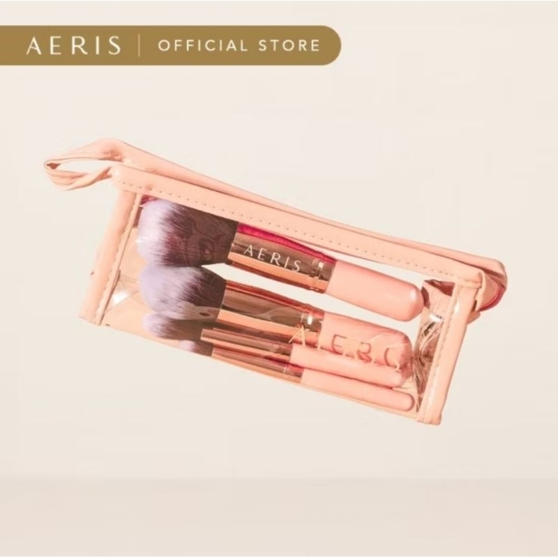 Aeris Coral Travel Brush Set 7 pcs Face & Eye Brushes in Travel