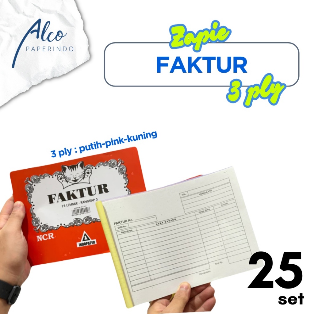 

Faktur 3 PLY bahan NCR Carbonless Tanpa Karbon merk Zappie