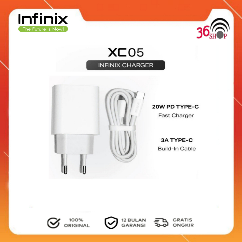 Infinix XC05 + XDC23 Charger Kit - 20W Fast Charging Adaptor with 3A Type-C to C Cable