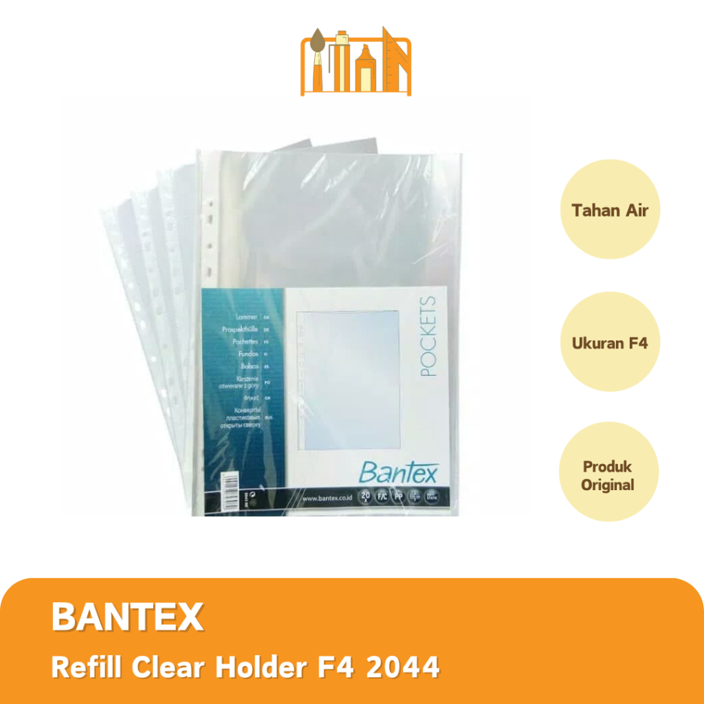 

REFILL POCKET CLEAR HOLDER BANTEX F4 2044 PLASTIK JERUK (ISI 20PCS) MURAH