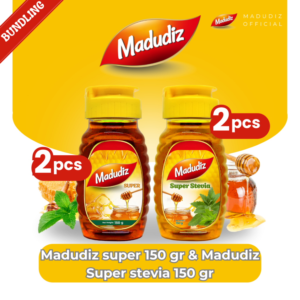

Madudiz Madu Super 150gr 2botol, dan Madu Ektrak Daun Stevia 150gr 2botol
