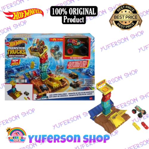 Hot Wheels Monster Truck Arena Smashers Car Jump Challenge Playset