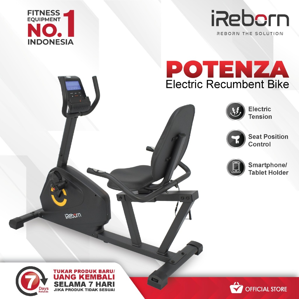 iReborn - Alat Fitness Sepeda Statis Elektrik Potenza Recumbent Bike (Official Shop)